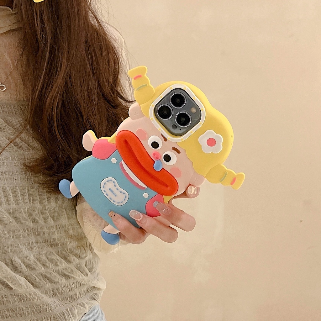 Ốp Điện Thoại Hình Cô Gái 3D Cho iPhone 13 pro max 6 / 6splus / 7 / 7plus / 8 / 8plus / x / xr / xs / 11 / 12 / 13 / 14 / pro / max / plus / promax