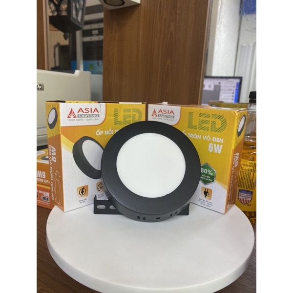 Đèn Ốp Trần ASIA 6w đến 24w, hình Tròn, màu Đen, viền hợp kim chắc chắn, bảo hành 2 năm