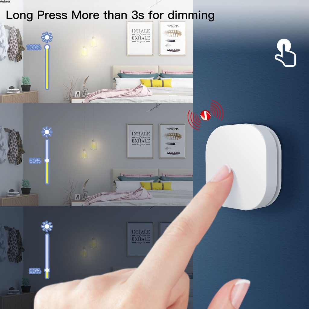 Aubess Aubess Tuya ZigBee Thông Minh Nút Bấm Không Dây Từ Xa Một Phím Điều Khiển Cảnh Nút Công Tắc Điều Khiển Đa Cảnh Liên Kết công Tắc Thông Minh Chạy Tự Động Hóa Kịch Bản