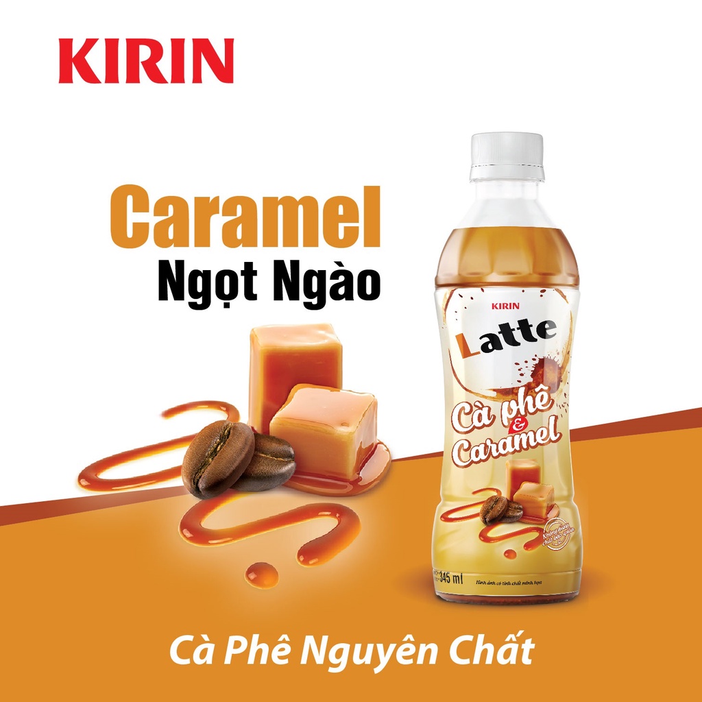Thùng 24 chai cà phê caramel KIRIN LATTE 345ml / Lốc 6 chai cà phê KIRIN LATTE caramel 345ml