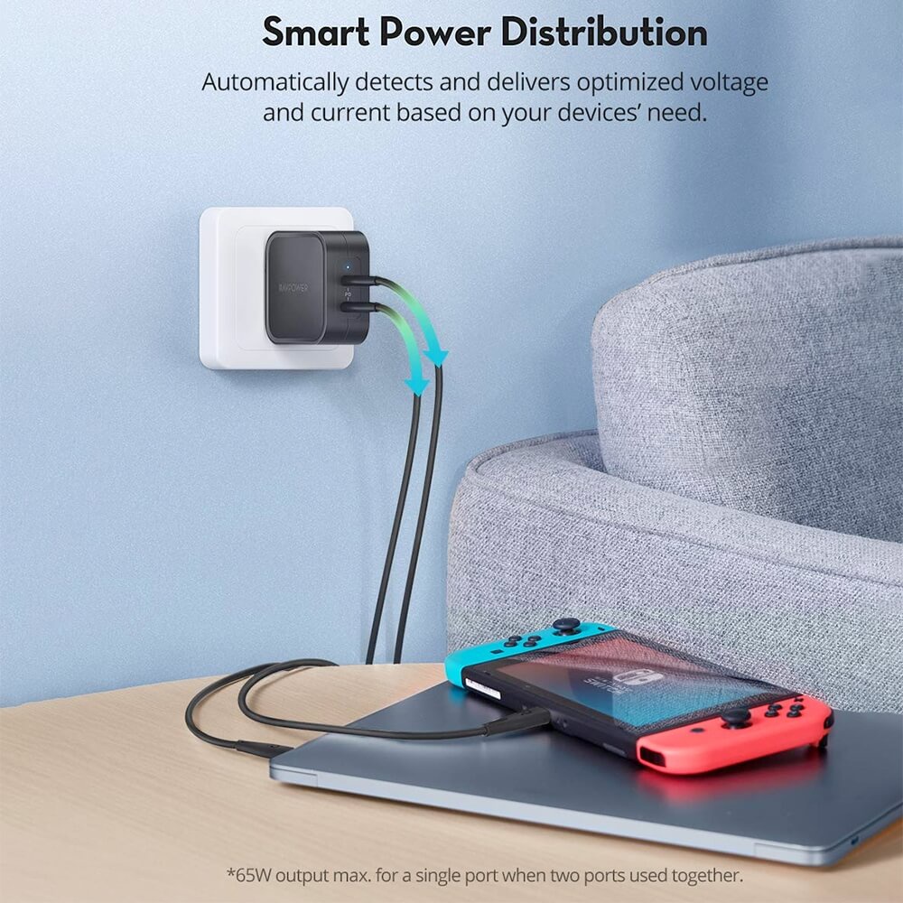 CỦ SẠC NHANH 90W GAN PD RAVPOWER 2 CỔNG