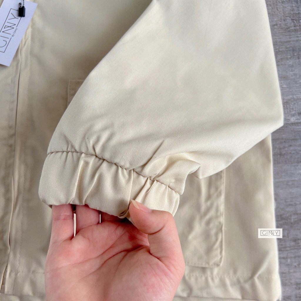 Áo Khoác Kaki Ulzzang Hai Lớp Túi Rời | Phiên Bản Mini | Thời Trang Nữ | Ginstore