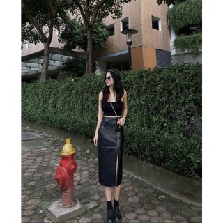 Chân váy da dáng dài xẻ đùi hot trend, Lipeo.store