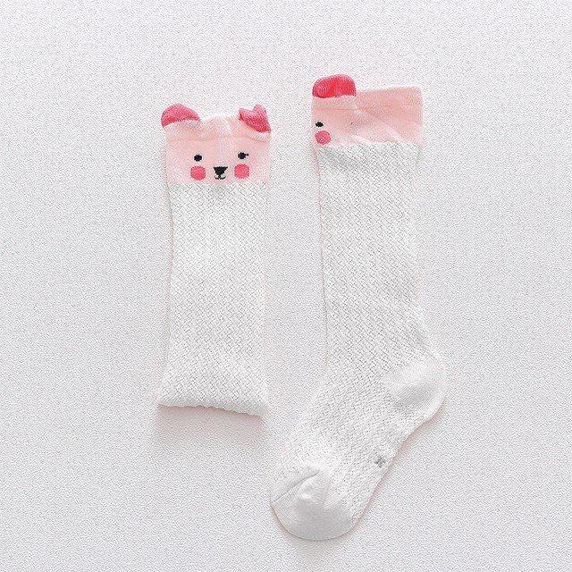 Tất lưới LOTUKA cho bé trai bé gái cổ dài mẫu họa tiết hình thú chất cotton co dãn nhiều màu sắc dễ thương 0-12tháng