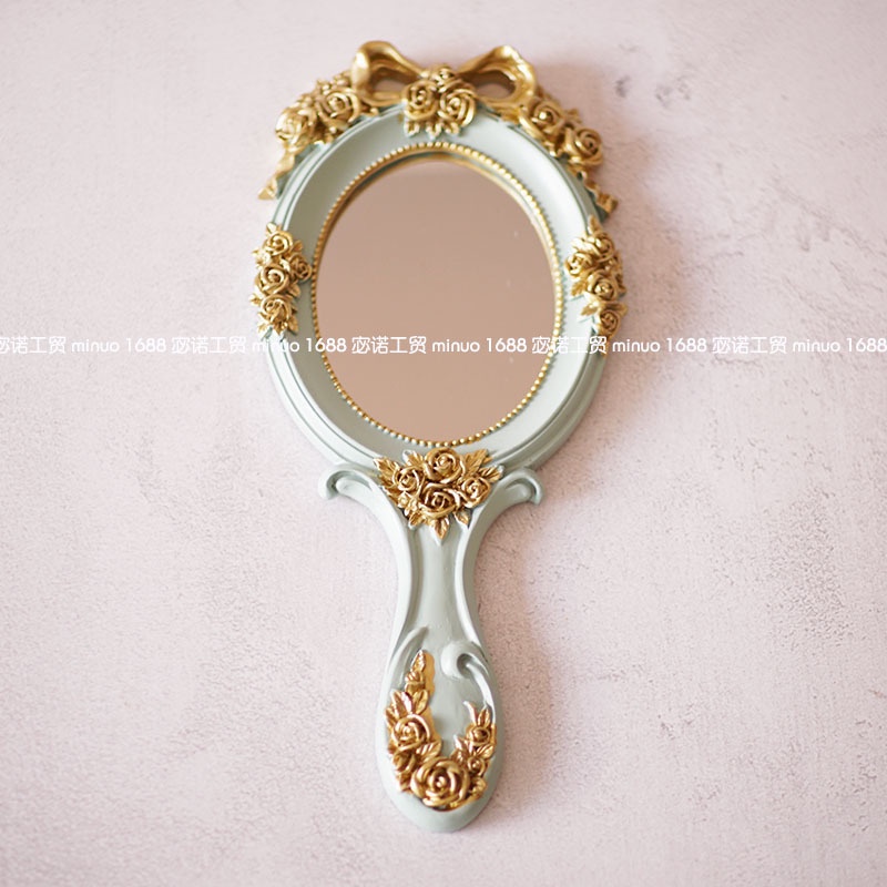 Gương trang điểm cầm tay 10MK phong cách hoàng gia châu Âu cổ điển