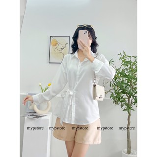 Áo sơ mi tơ nhung cột nơ 1 bên mypstore
