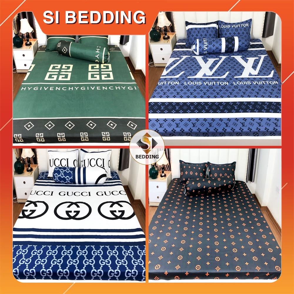 Bộ ga gối 1m6 - 1m8 ga trải giường + 2 vỏ gối nằm, drap giường cotton poly Si Bedding
