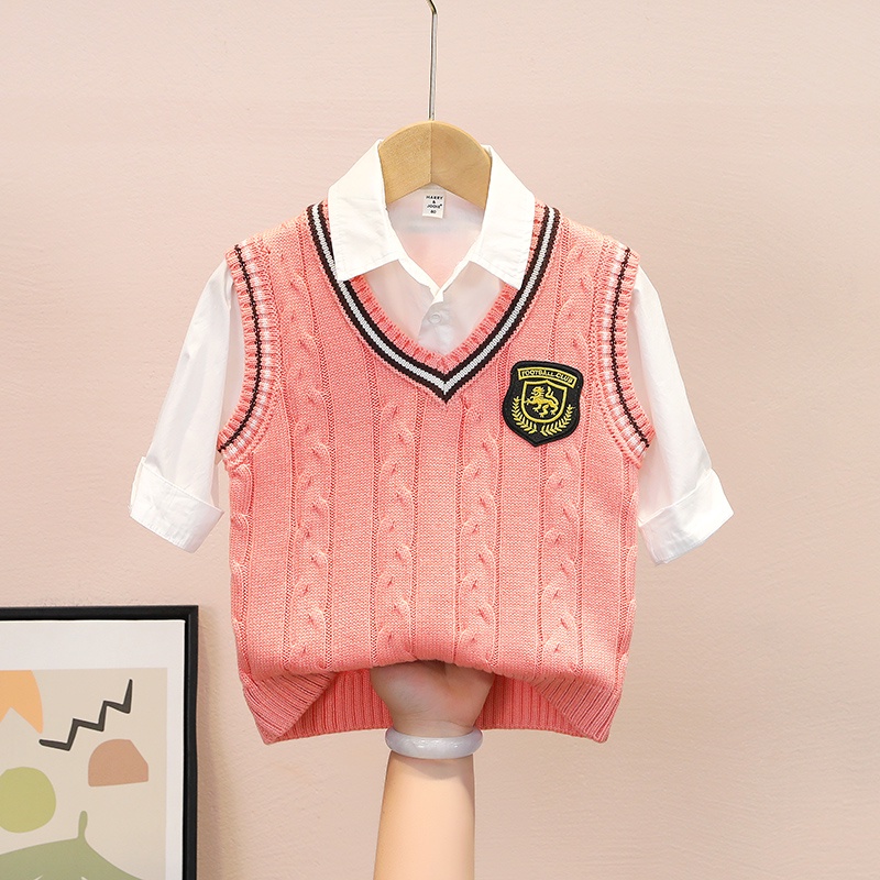 Áo Sweater Dệt Kim Sát Nách Cổ Chữ v Vải Cotton Mỏng Thời Trang Cho Bé