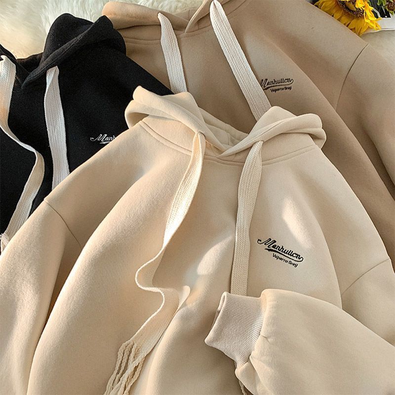 COZOKC Áo Hoodie Tay Dài Form Rộng Kiểu Dáng Đơn Giản