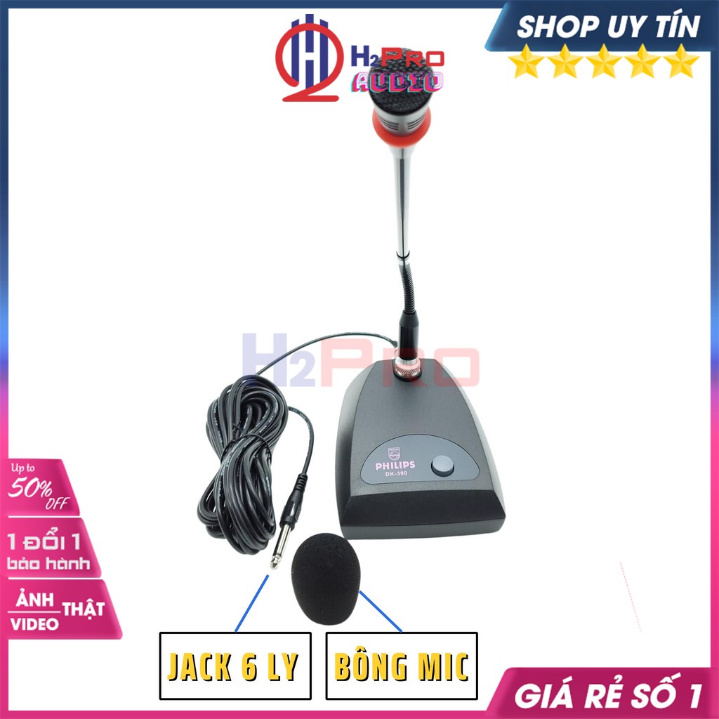 Micro Hội Nghị Cổ Ngỗng Dk-390 Hà Lan Cao Cấp Hút Mic-Chống Ồn-Giảm Hú, Micro Cổ Ngỗng Có Dây Dài 8M-H2Pro Tech