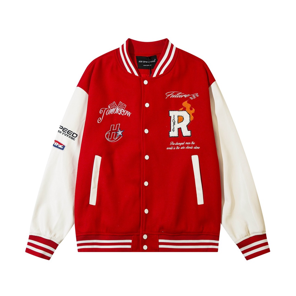 Áo khoác Varsity Jacket AW SPIKYHEAH chất dạ tay da 2 lớp cao cấp (có bảo hành)