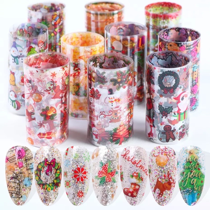 Foil dán móng tay trang trí nail ( mẫu noel )