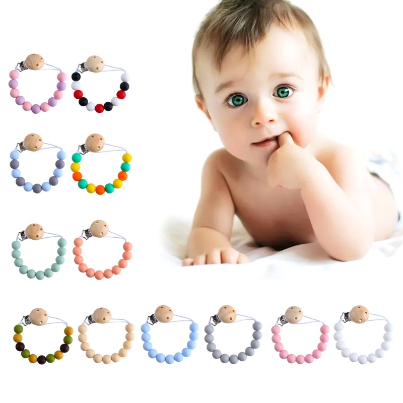 Kẹp Núm Vú Giả Bằng Silicone Phối Dây Xích Đồ Chơi Phòng Tắm Cho Bé Sơ Sinh