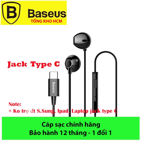 Tai nghe có dây Baseus C06 Type C,Tai Nghe Nhét Tai, có mic,Cổng Type C Cho Âm Thanh Sống Động
