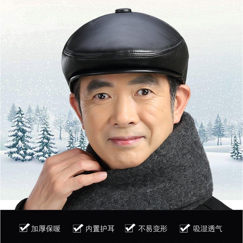 Mũ Beret Nam trung niên chất vải Da Pu cao cấp - quà tặng ỹ nghĩa