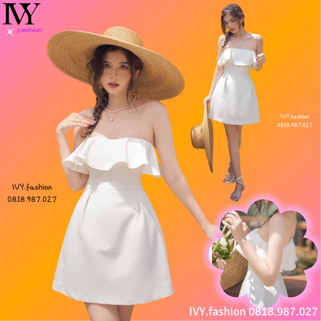 Đầm váy thiết kế trắng 🏆100% cotton🏆 cúp ngực xòe bèo ngực trễ vai ôm body đi biển dự tiệc dạo phố rẻ đẹp bigsize