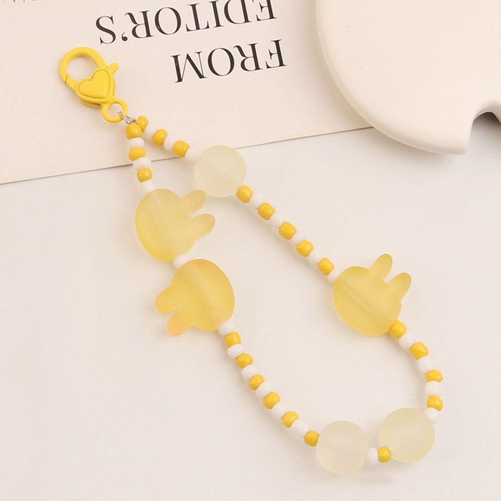 Móc Khóa Xỏ Hạt Màu Trơn Hình Thỏ Hoạt Hình Trang Trí Tai Nghe Không Dây