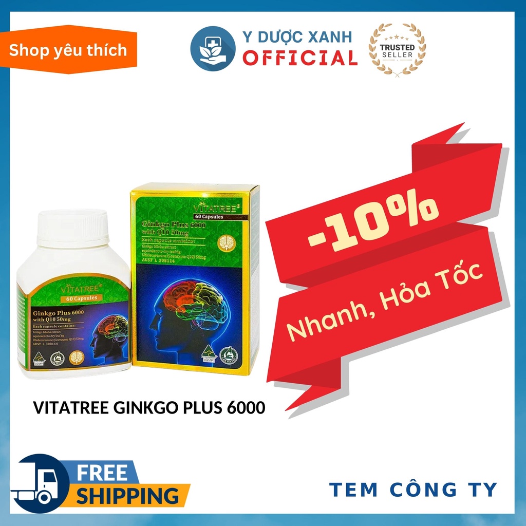 VITATREE GINKGO PLUS 6000, 60 viên, Viên uống bổ não - Y Dược Xanh