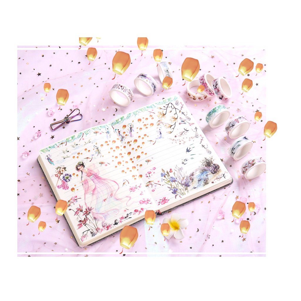 Set 10 cuộn washi tape caro trang trí hoạt hình cute ngộ nghĩnh hàn quốc