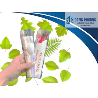 set 15 Bộ dụng cụ đũa tre muỗng 16cm, quán ăn take away 4 món tiện lợi, an toàn, hợp vệ sinh- đông phương đồ dùng 1 lần