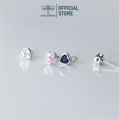 Khuyên tai bạc TLEE ổ đá trái tim TLEE JEWELRY B0330