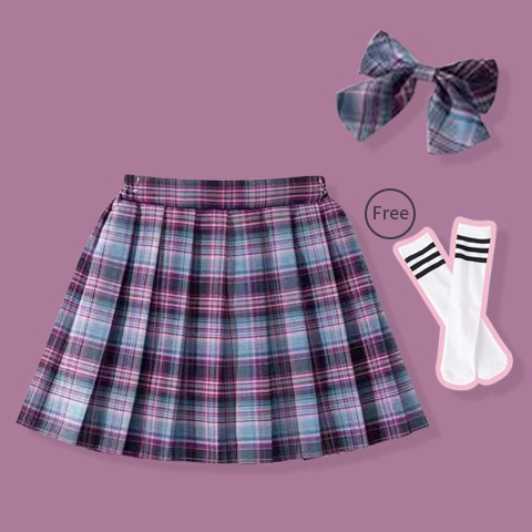 Chân Váy Xếp Ly Lưng Cao Phong Cách Nhật Bản Cho Bé Gái