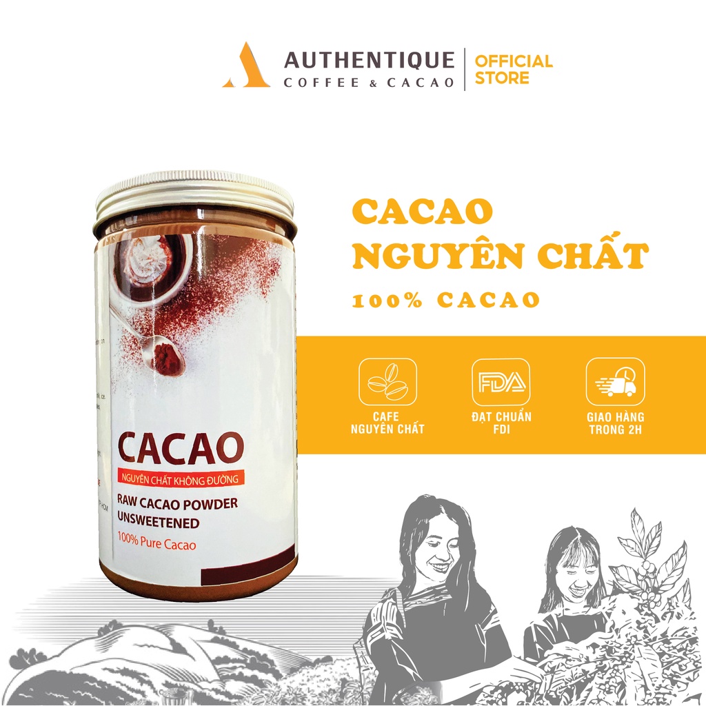 Bộ đôi Cacao nguyên chất Authentique - Hũ 440gr - Hỗ trợ giảm cân - Tốt cho tim mạch