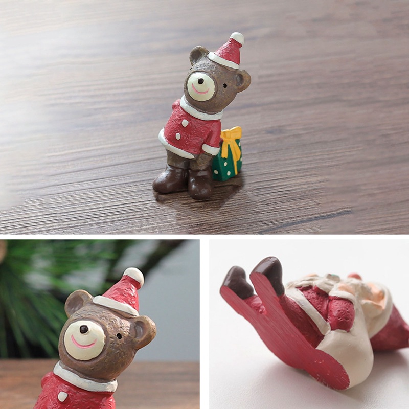Mô Hình Gia Đình Động Vật Hoạt Hình Mini Bằng Nhựa Resin Trang Trí Giáng Sinh