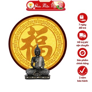 Đèn hào quang chữ phúc hán in tranh trúc chỉ chân thiện mỹ, trang trí bàn thờ gia tiên, treo tượng phật tc-hq-34