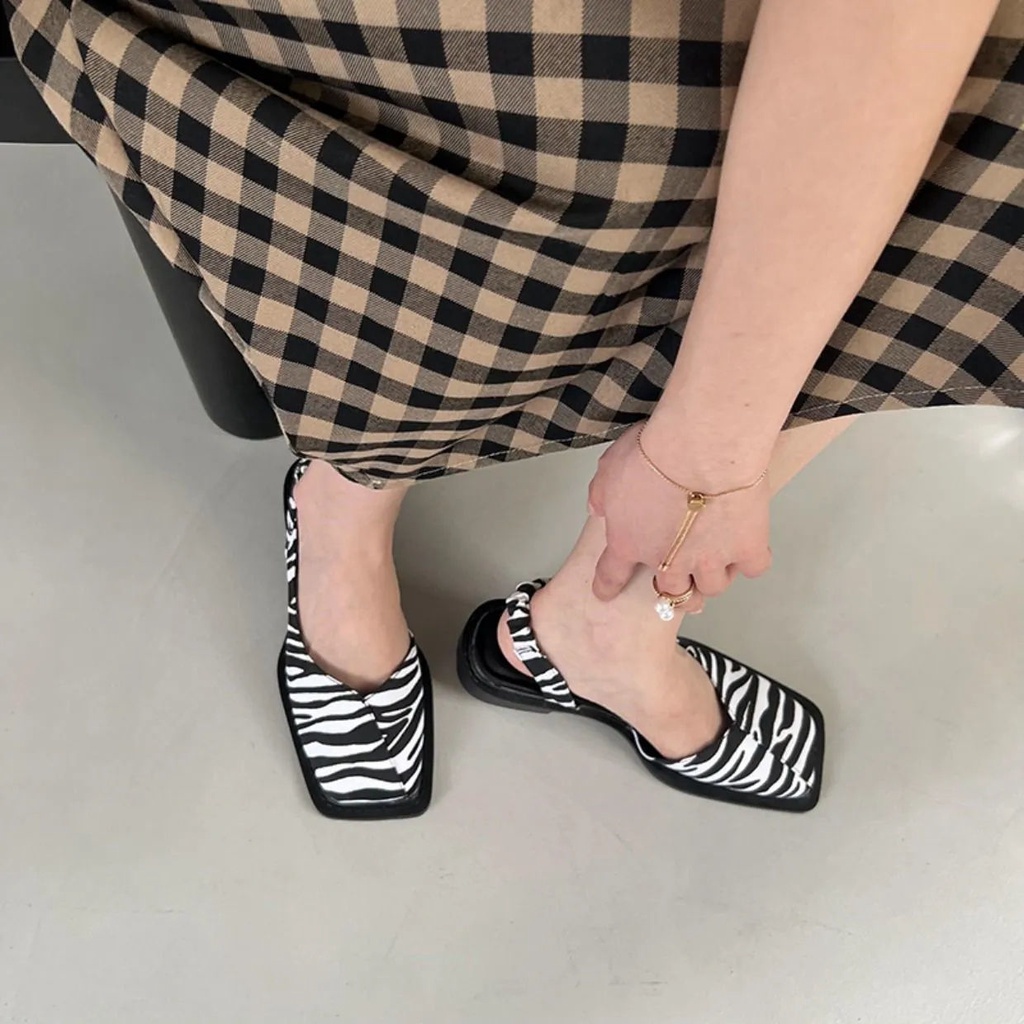 Giày Sandal Mũi Vuông Size Lớn 35-43 Thời Trang Mùa Hè Pháp Cho Nữ 41 # 42
