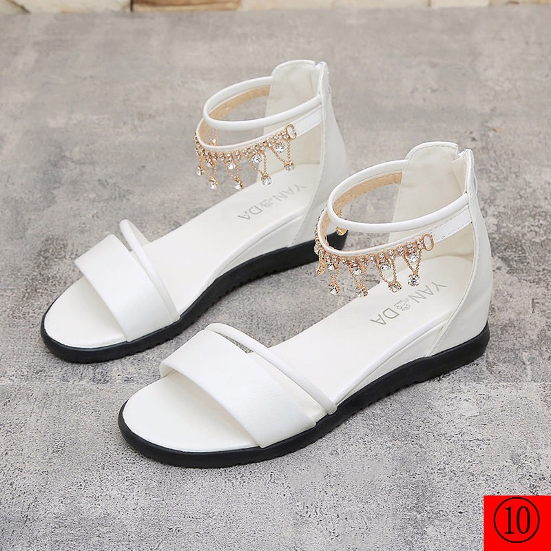 Giày Sandal Phẳng Chống Trượt Có Khóa Kéo Sau Phong Cách Hàn Quốc Thời Trang Mùa Hè 2021 Dành Cho Bạn Nữ