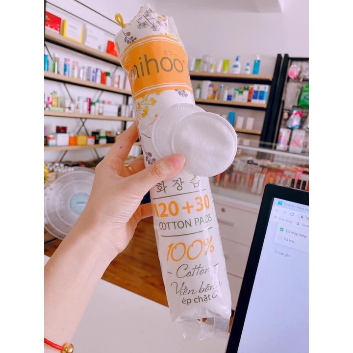 Bông tẩy trang Mihoo 120+30 Cotton Pad Chính Hãng