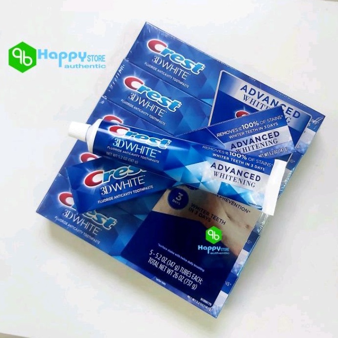 KEM ĐÁNH RĂNG CREST 3D WHITE ADVANCED TRIPLE WHITENING 147G, USA