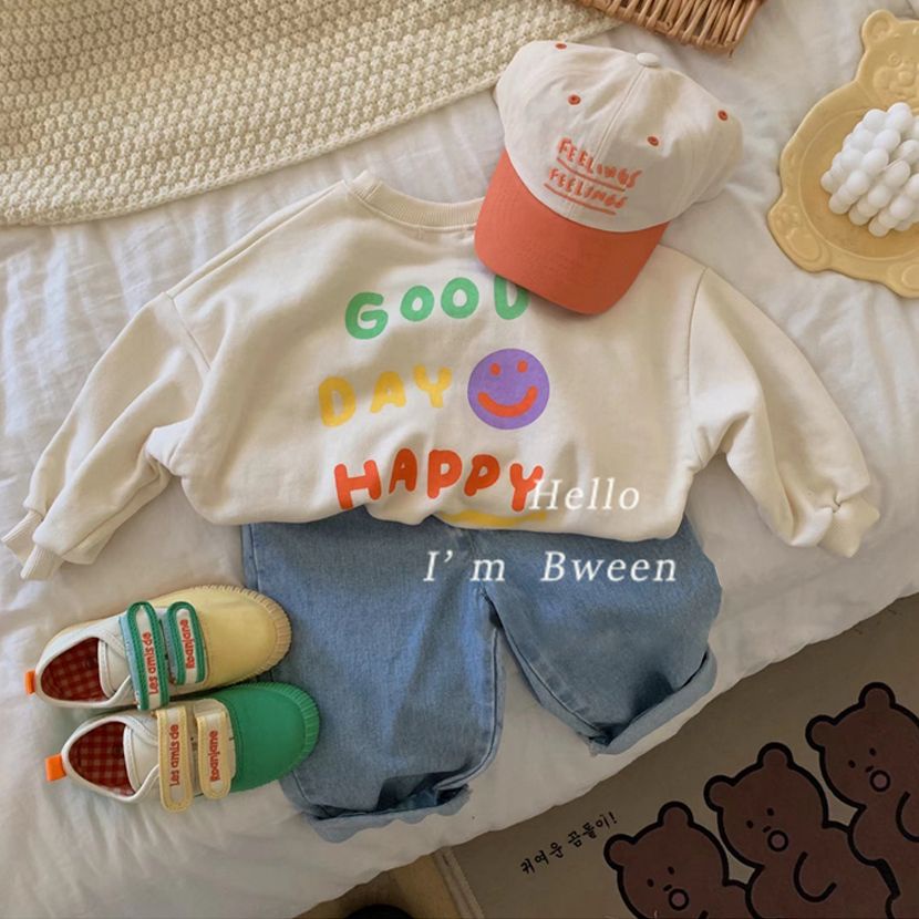 [Babycat] Hàng Có Sẵn Áo Sweatshirt Cotton Nguyên Chất Mỏng Tay Dài Phong Cách Hàn Quốc Nhật Bản Mùa Thu Đông Đơn Giản Dễ Phối Đồ Cho Trẻ Em