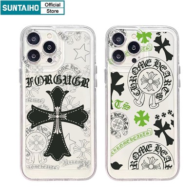 Suntaiho Ốp lưng iphone Ốp Điện Thoại TPU Dẻo Trong Suốt In Logo Chrome Heart Cho iPhone 11 iPhone xr 7 plus x xsmax 11promax 12