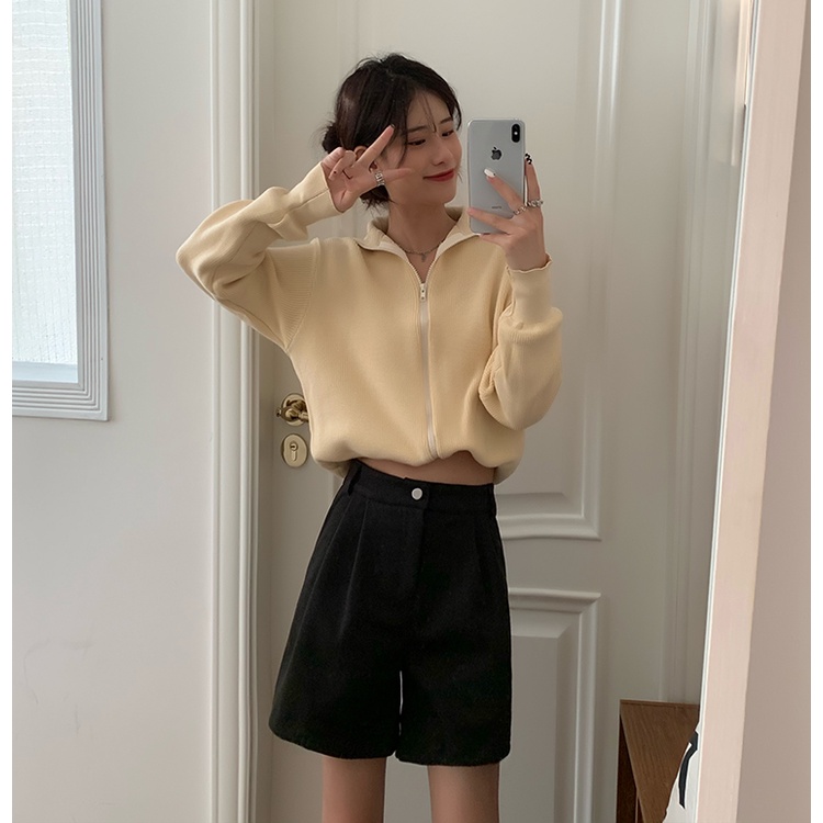 Quần short SUXI thiết kế lưng cao ống rộng size lớn thời trang mùa thu Hàn Quốc dành cho nữ