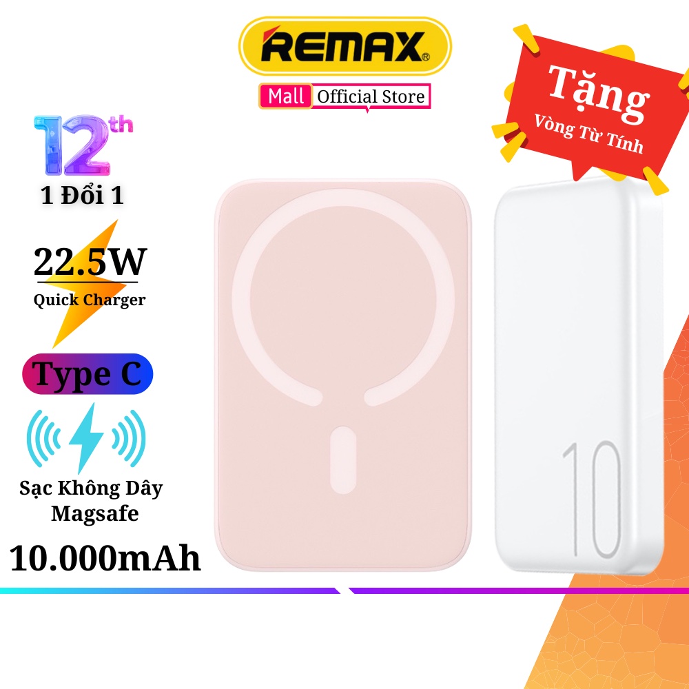 Pin Sạc Dự Phòng Không Dây Từ Tính Sạc Nhanh 10000mAh 15W Remax RPP-65 15W Chắc Chắn , Ổn Định Remax Bảo Hành 12 Tháng