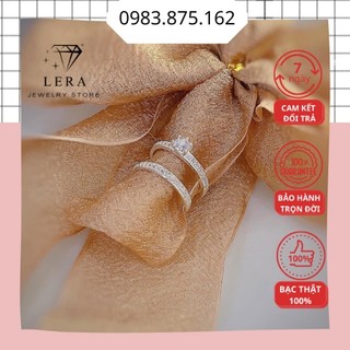 Nhẫn cặp nhẫn đôi bạc ta nguyên chất nam nữ đính đá cao cấp, nhẫn đôi nam nữ khắc chữ thiết kế trang sức bạc LERA