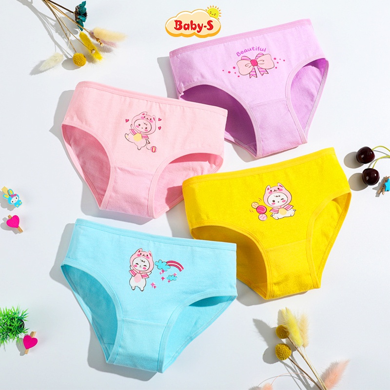 Quần chip bé gái 2-12 tuổi mềm thoáng khí Baby-S, Quần lót cotton co giãn tốt họa tiết đủ màu sắc đáng yêu – SC004