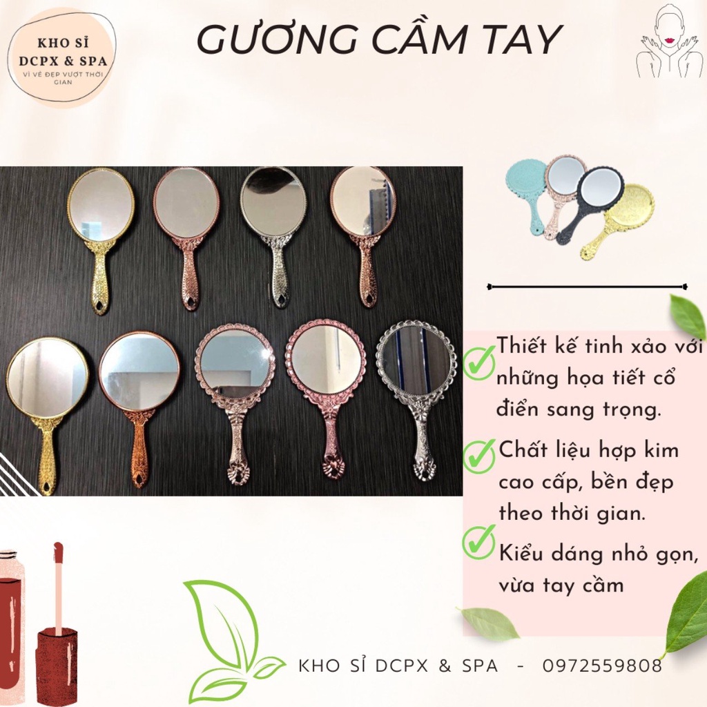 Gương cầm tay công chúa , sử dụng trang điểm và phun xăm