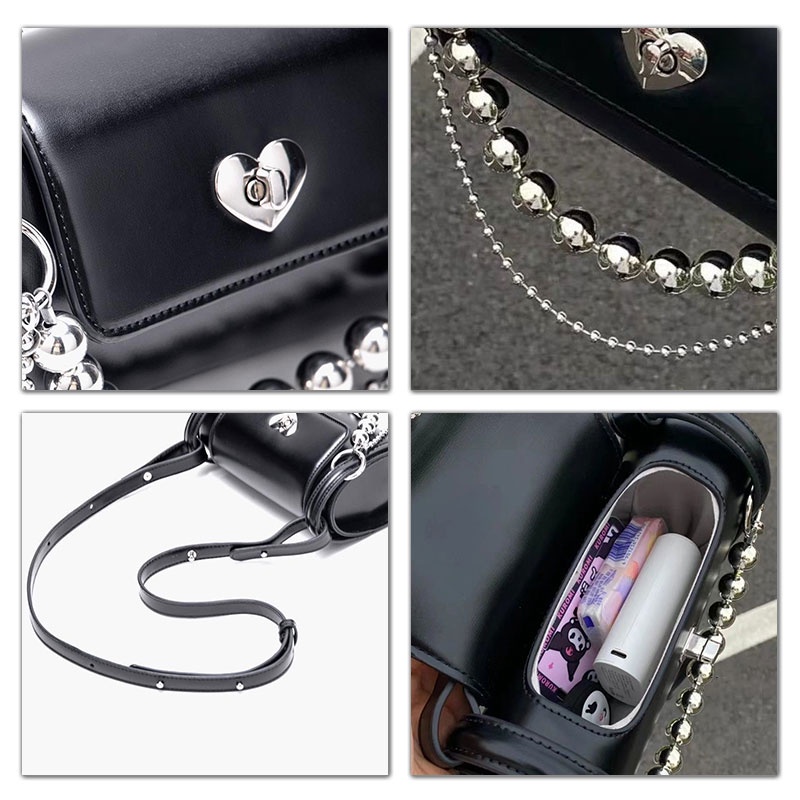 Mischa Túi Đeo Chéo Da PU Cao Cấp Phối Dây Xích Dễ Phối Đồ Thời Trang Cho Nữ