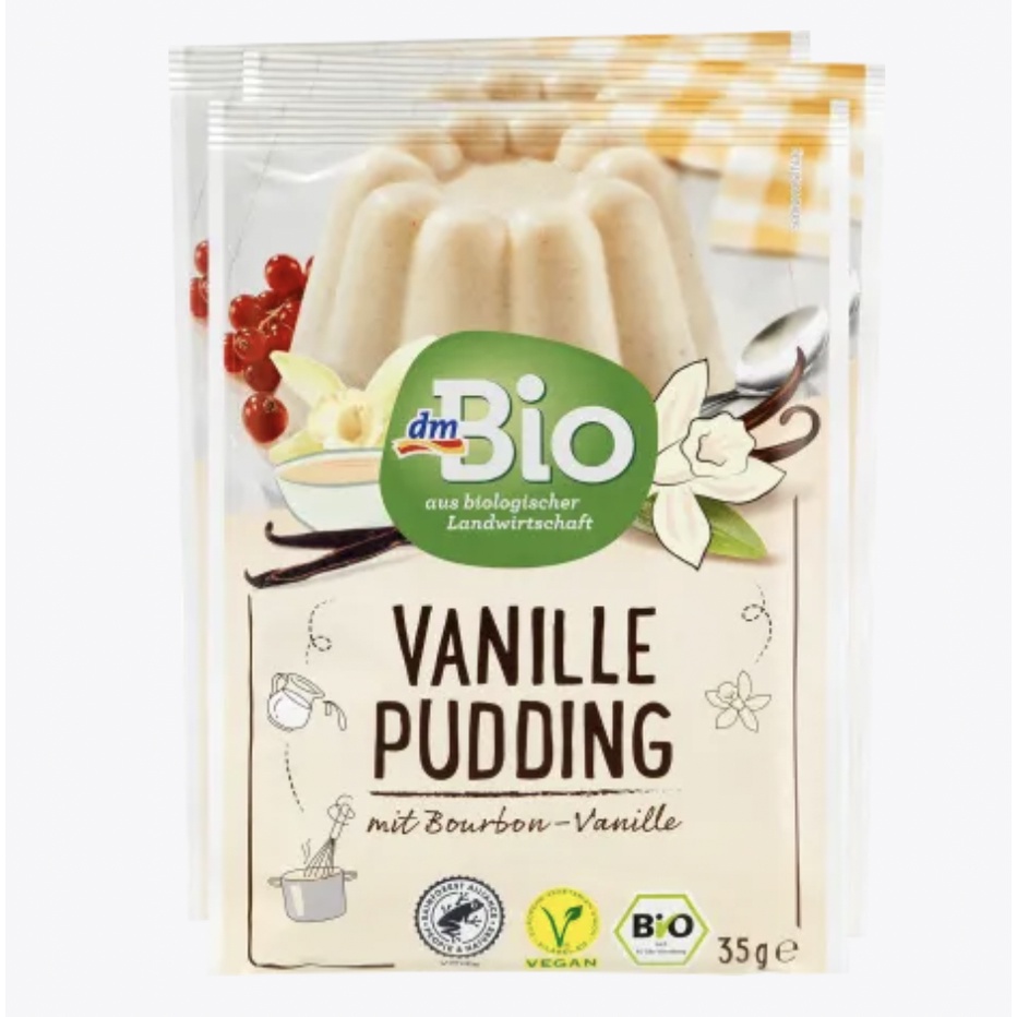 Bột làm bánh, váng sữa Đức pudding vị vani/socola hữu cơ Dmbio 35gram