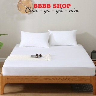 Bộ Ga Gối Cotton RIOTEX Trắng Trơn Dành Cho Nệm 17-25cm