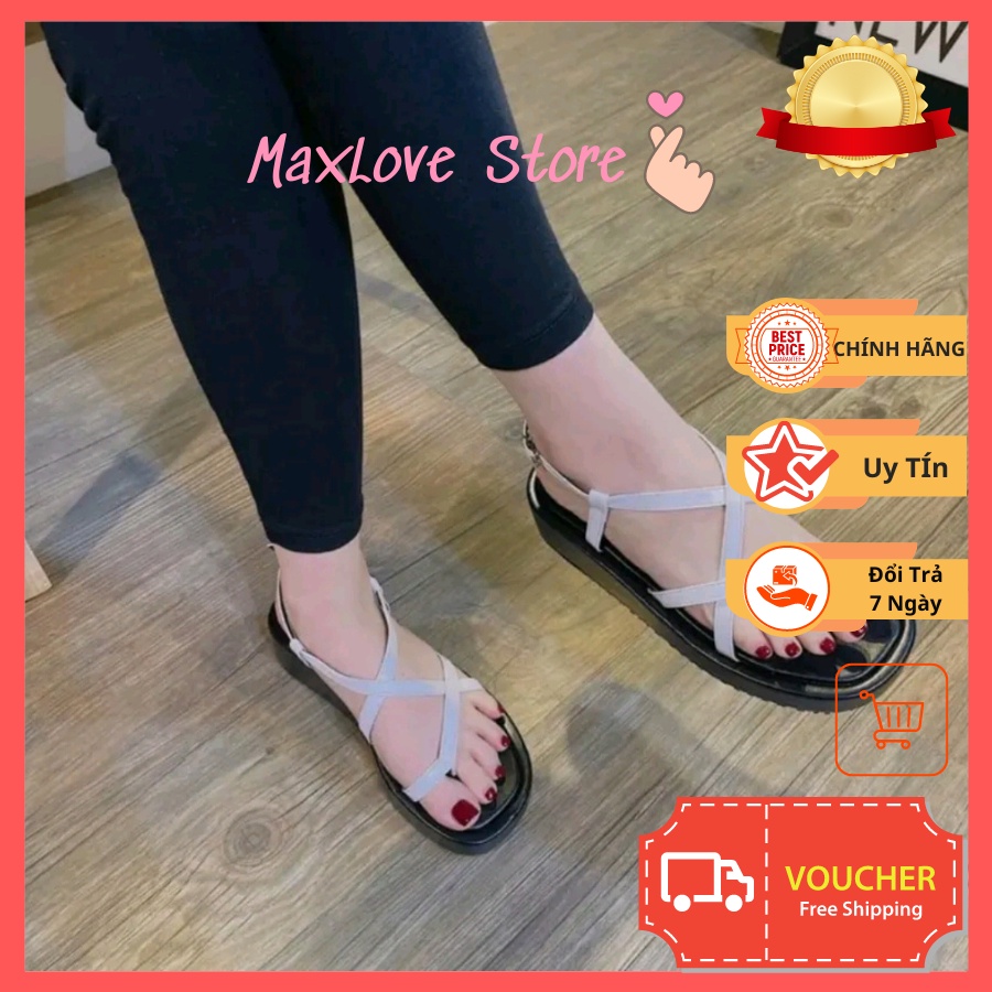 Sandal dây xỏ ngón đế bằng đế bánh mì 3 cm siêu