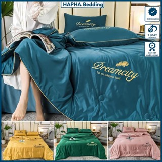 Bộ chăn ga gối lụa cao cấp dreamcity chăn trần bông, ga trải giường 4 món phủ / chun 1m6 1m8 2m 2m2 1m6x2m 1m8x2m 2mx2m2