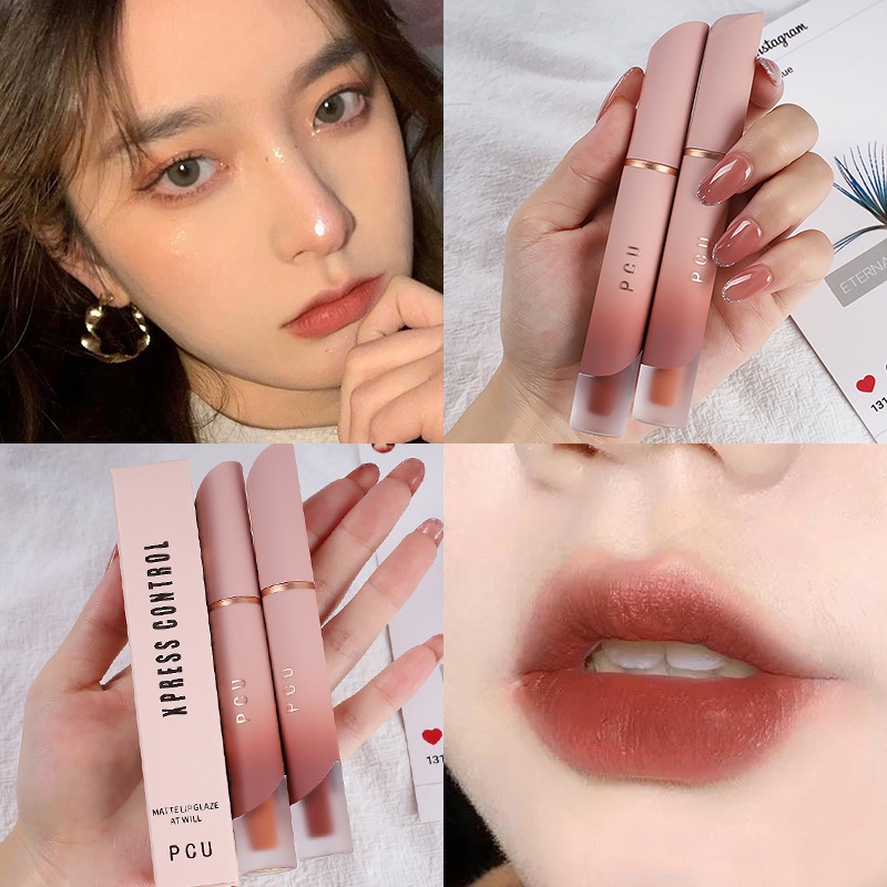 Son kèm siêu lì PCU cream matte lip glaze velvet matte lip mud