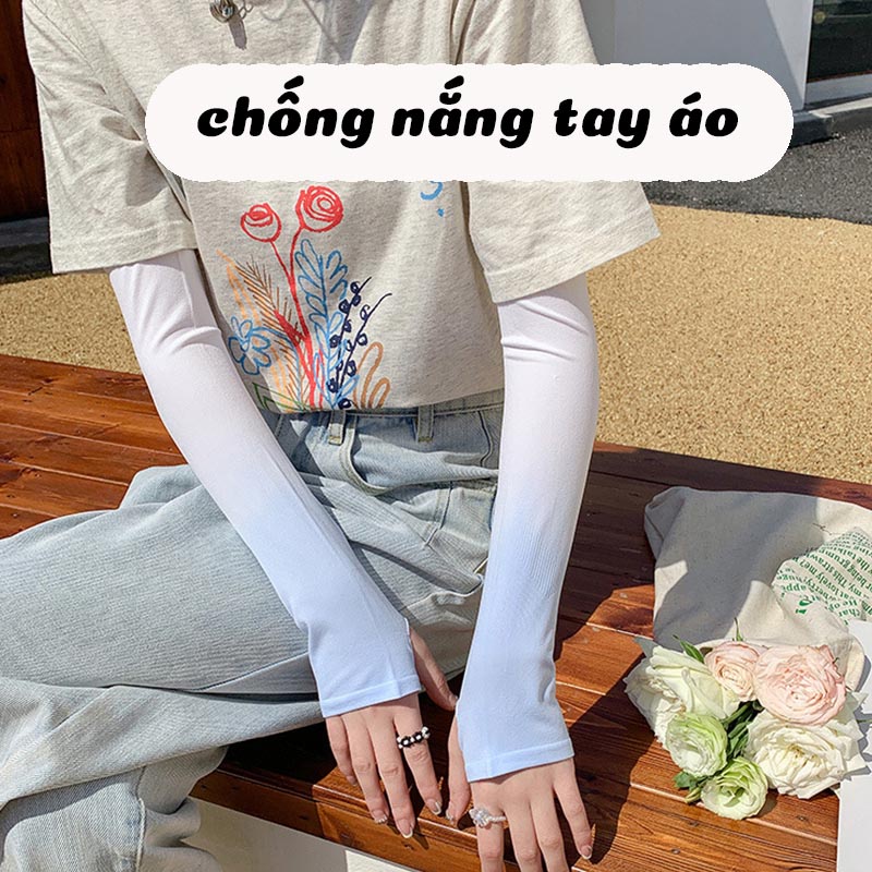 Găng tay thể thao Găng Tay Chống Nắng Xỏ Ngón Bao Tay Đi Phượt Siêu Mát Chống Tia UV Ống Tay Đi Xe Máy