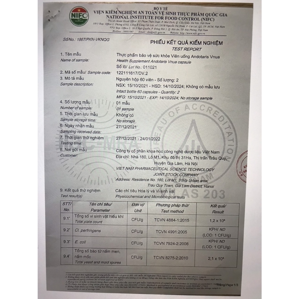 Viên Uống ANDOTARIS, Tăng Cường Sức Khỏe Cho Cơ Thể, Giảm Nguy Cơ Đường Hô Hấp - Hộp 60 Viên [ Chính - Hãng - 100% ]