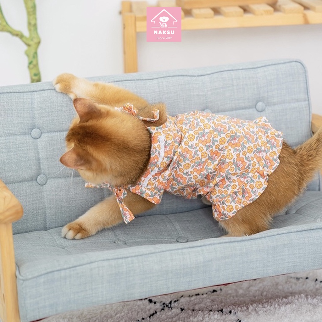 Quần Áo Váy Cho Chó Mèo, Áo Váy Cột Dây Xỏe Cho Thú Cưng Cao Cấp Naksu