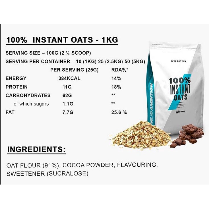 Bột yến mạch -  Myprotein - Tăng cân - Instant Oats - 5kg
